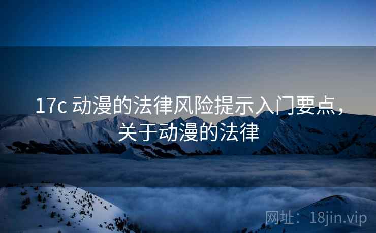 17c 动漫的法律风险提示入门要点，关于动漫的法律