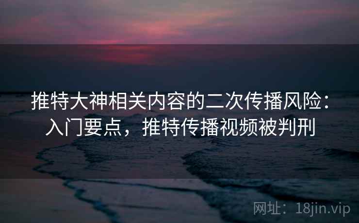 推特大神相关内容的二次传播风险：入门要点，推特传播视频被判刑