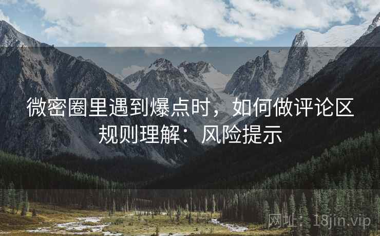 微密圈里遇到爆点时，如何做评论区规则理解：风险提示